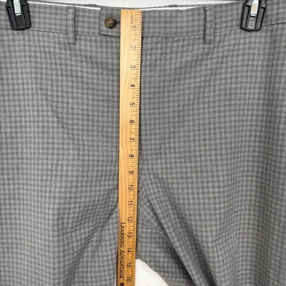 Lauren Ralph Lauren Mens Grey Micro Check Dress Pants 36W x 32L Stretch Trousers